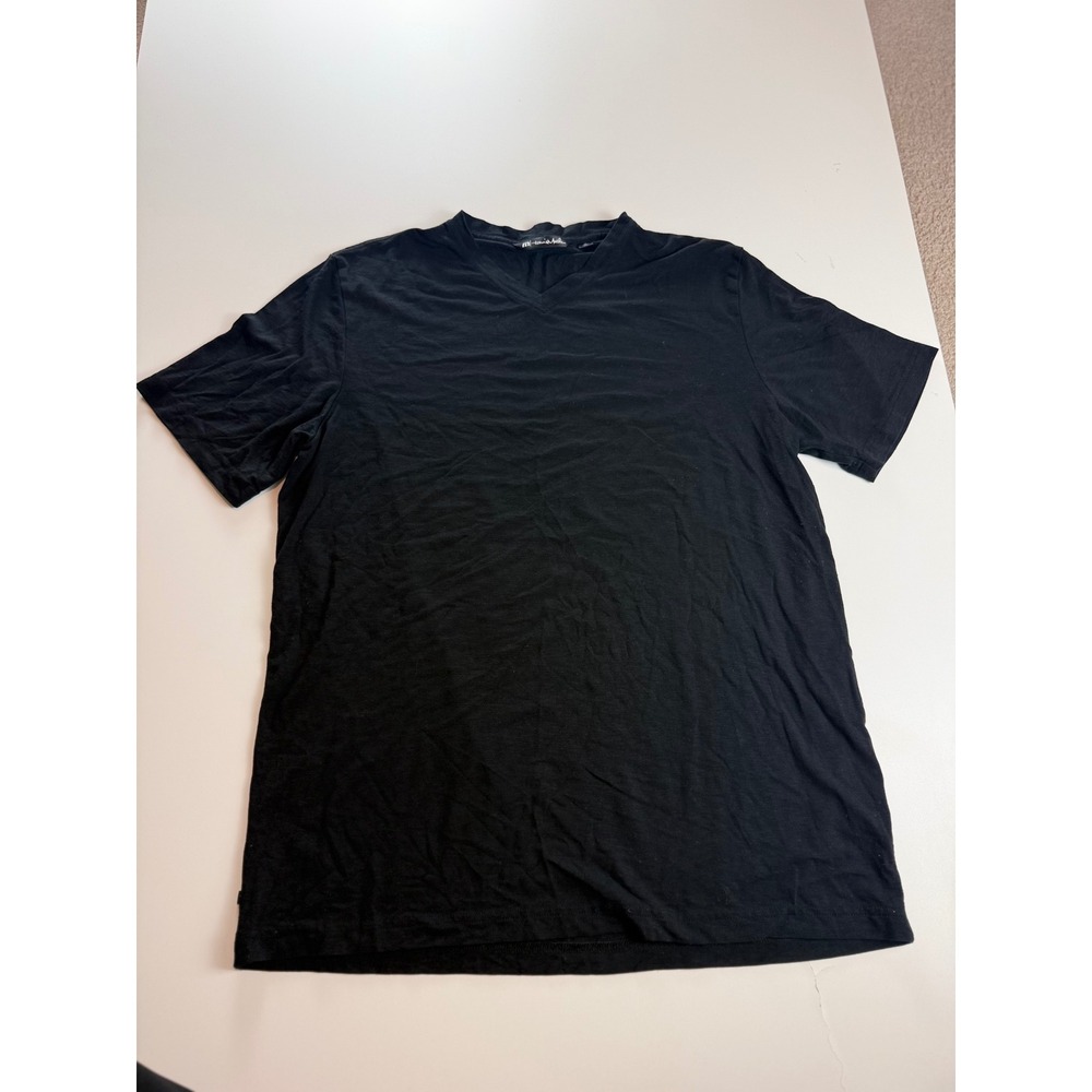 TravisMathew Mens XL Black V-Neck Short Sleeve T-Shirt Solid Casual Golf Tee
